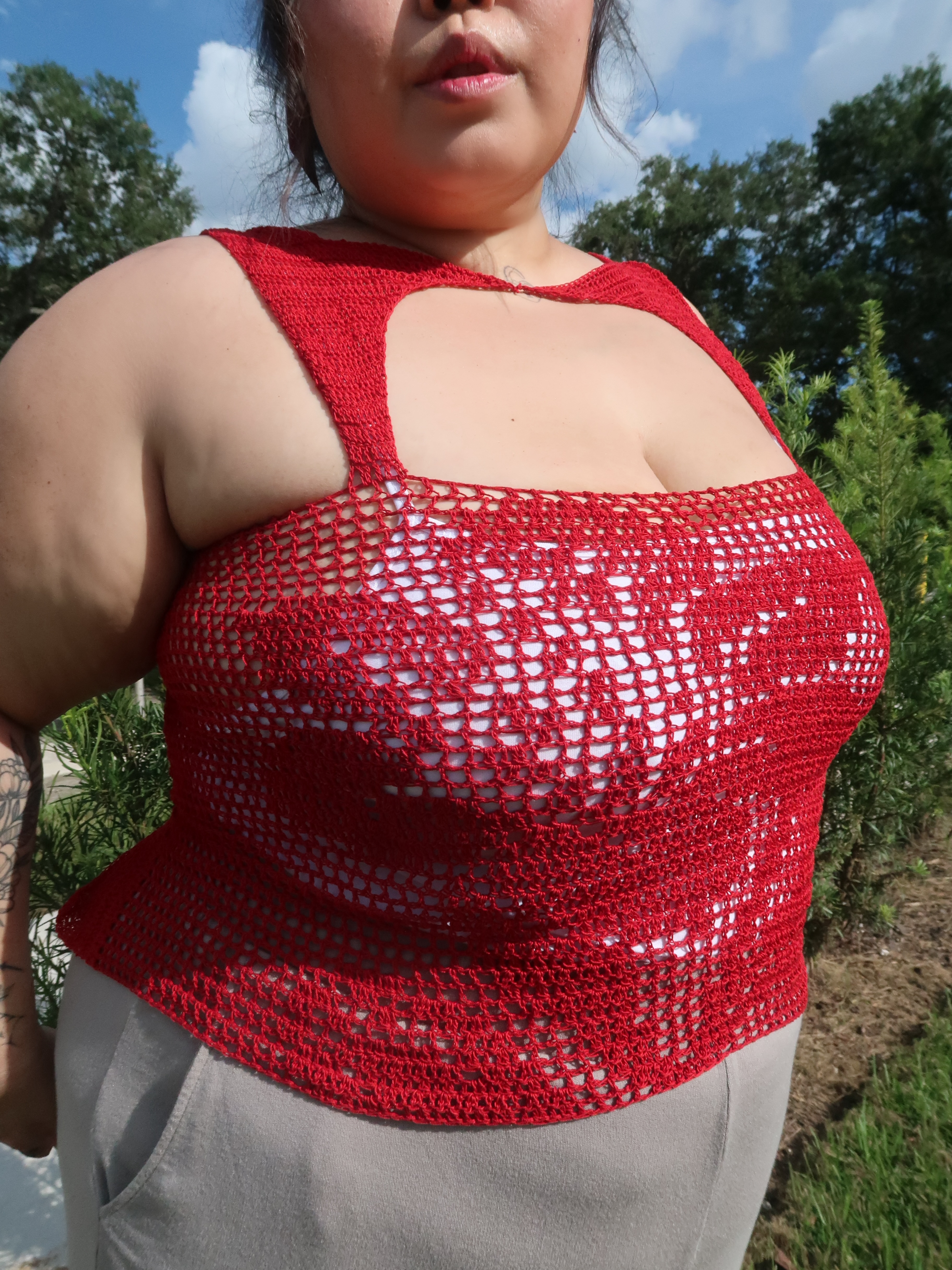 Lily Rouge Filet Crochet Top - Image 1